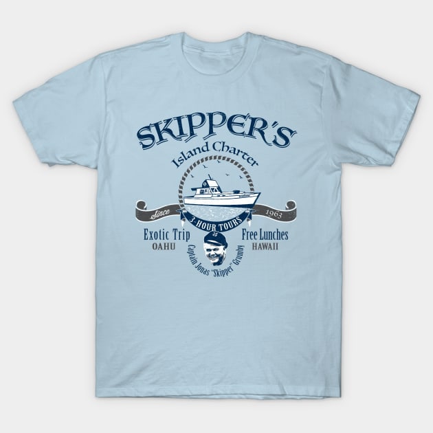 Skipper's Island Charter 3 Hour Tour Lts T-Shirt by Alema Art